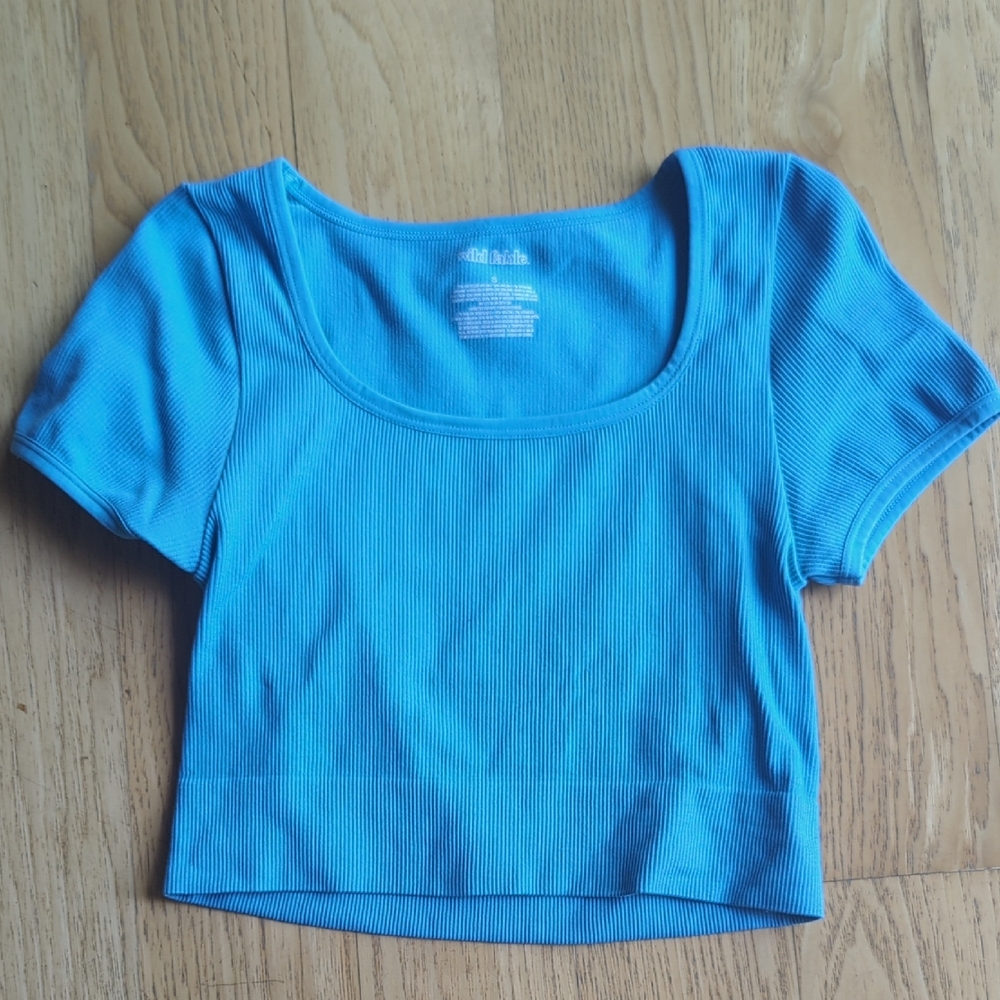 Wild Fable Blue Fitted Crop T-Shirt